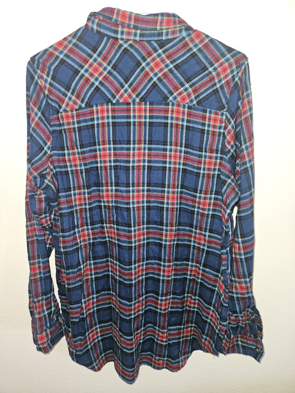 Vanilla Star Womans Plaid Long Sleeve Button Up Top Size L - Picture 6 of 10